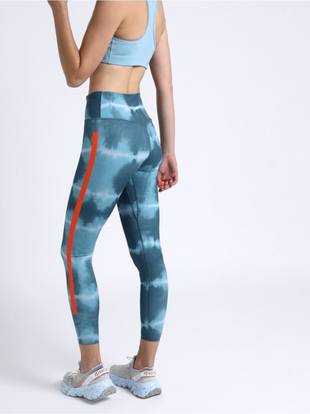 Nike Dri-FIT One Luxe Mid-Rise 7/8 Training Leggings Tie Dye Green Orange Sz Sml
